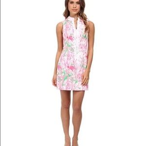 Lilly Pulitzer - Pink, Green & White Flamingo Print "Alexa" Shift Dress size 6